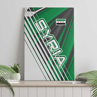 Modern Syria Flag Canvas Wall Art with Green and Black Diagonal Stripe Design