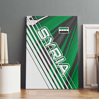 Modern Syria Flag Canvas Wall Art with Green and Black Diagonal Stripe Design