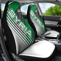 Modern Syria Flag Car Seat Cover with Green and Black Diagonal Stripe Design