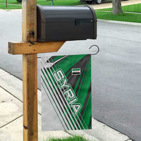 Modern Syria Flag Garden Flag with Green and Black Diagonal Stripe Design