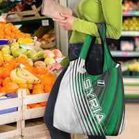 Modern Syria Flag Grocery Bag with Green and Black Diagonal Stripe Design