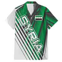 Modern Syria Flag Hawaiian Shirt with Green and Black Diagonal Stripe Design