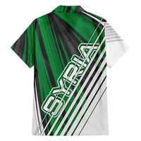 Modern Syria Flag Hawaiian Shirt with Green and Black Diagonal Stripe Design