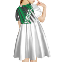 Modern Syria Flag Kid Short Sleeve Dress with Green and Black Diagonal Stripe Design