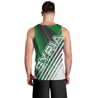 Modern Syria Flag Men Tank Top with Green and Black Diagonal Stripe Design