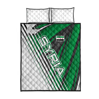 Modern Syria Flag Quilt Bed Set with Green and Black Diagonal Stripe Design