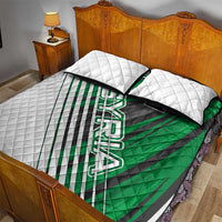 Modern Syria Flag Quilt Bed Set with Green and Black Diagonal Stripe Design