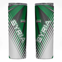 Modern Syria Flag Skinny Tumbler with Green and Black Diagonal Stripe Design