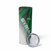 Modern Syria Flag Skinny Tumbler with Green and Black Diagonal Stripe Design