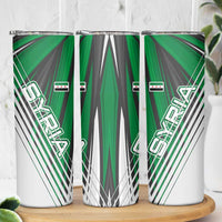 Modern Syria Flag Skinny Tumbler with Green and Black Diagonal Stripe Design