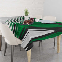 Modern Syria Flag Tablecloth with Green and Black Diagonal Stripe Design