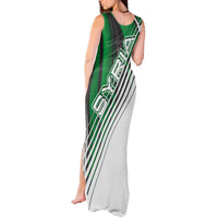 Modern Syria Flag Tank Maxi Dress with Green and Black Diagonal Stripe Design