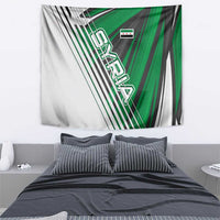 Modern Syria Flag Tapestry with Green and Black Diagonal Stripe Design