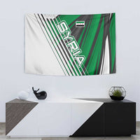 Modern Syria Flag Tapestry with Green and Black Diagonal Stripe Design