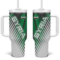 Modern Syria Flag Tumbler With Handle with Green and Black Diagonal Stripe Design