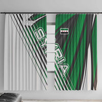 Modern Syria Flag Window Curtain with Green and Black Diagonal Stripe Design