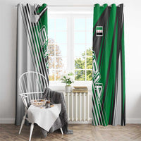 Modern Syria Flag Window Curtain with Green and Black Diagonal Stripe Design