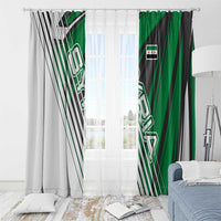 Modern Syria Flag Window Curtain with Green and Black Diagonal Stripe Design