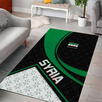 Syria Revolution Emblem Area Rug with Traditional Pattern and Curved Green Black Design