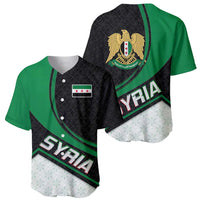 Syria Revolution Emblem Baseball Jersey with Traditional Pattern and Curved Green Black Design