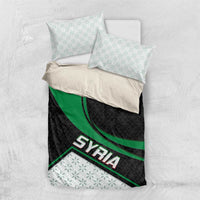Syria Revolution Emblem Bedding Set with Traditional Pattern and Curved Green Black Design
