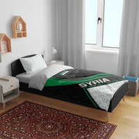 Syria Revolution Emblem Bedding Set with Traditional Pattern and Curved Green Black Design