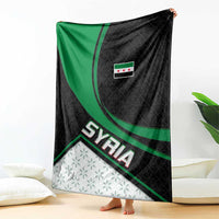 Syria Revolution Emblem Blanket with Traditional Pattern and Curved Green Black Design