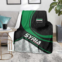 Syria Revolution Emblem Blanket with Traditional Pattern and Curved Green Black Design