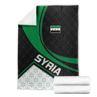Syria Revolution Emblem Blanket with Traditional Pattern and Curved Green Black Design