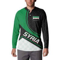 Syria Revolution Emblem Button Sweatshirt with Traditional Pattern and Curved Green Black Design