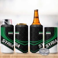 Syria Revolution Emblem 4 in 1 Can Cooler Tumbler with Traditional Pattern and Curved Green Black Design
