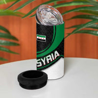 Syria Revolution Emblem 4 in 1 Can Cooler Tumbler with Traditional Pattern and Curved Green Black Design