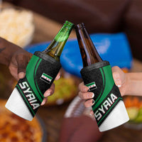 Syria Revolution Emblem 4 in 1 Can Cooler Tumbler with Traditional Pattern and Curved Green Black Design