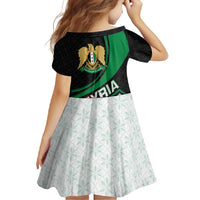 Syria Revolution Emblem Family Matching Off Shoulder Maxi Dress and Hawaiian Shirt with Traditional Pattern and Curved Green Black Design