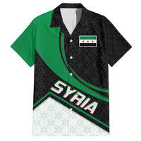 Syria Revolution Emblem Family Matching Puletasi and Hawaiian Shirt with Traditional Pattern and Curved Green Black Design