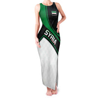 Syria Revolution Emblem Family Matching Tank Maxi Dress and Hawaiian Shirt with Traditional Pattern and Curved Green Black Design