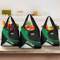 Syria Revolution Emblem Grocery Bag with Traditional Pattern and Curved Green Black Design