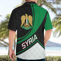 Syria Revolution Emblem Hawaiian Shirt with Traditional Pattern and Curved Green Black Design