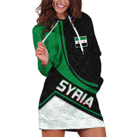 Syria Revolution Emblem Hoodie Dress with Traditional Pattern and Curved Green Black Design