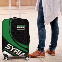 Syria Revolution Emblem Luggage Cover with Traditional Pattern and Curved Green Black Design