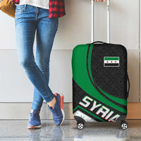 Syria Revolution Emblem Luggage Cover with Traditional Pattern and Curved Green Black Design