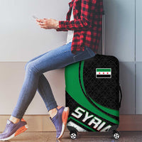Syria Revolution Emblem Luggage Cover with Traditional Pattern and Curved Green Black Design
