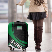 Syria Revolution Emblem Luggage Cover with Traditional Pattern and Curved Green Black Design