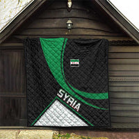 Syria Revolution Emblem Quilt with Traditional Pattern and Curved Green Black Design