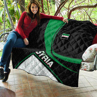Syria Revolution Emblem Quilt with Traditional Pattern and Curved Green Black Design