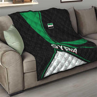 Syria Revolution Emblem Quilt with Traditional Pattern and Curved Green Black Design