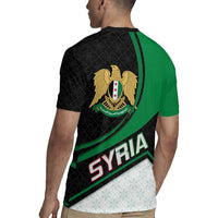 Syria Revolution Emblem Rugby Jersey with Traditional Pattern and Curved Green Black Design