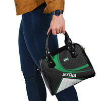 Syria Revolution Emblem Shoulder Handbag with Traditional Pattern and Curved Green Black Design