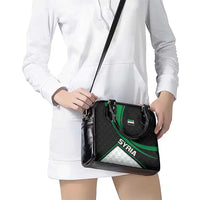 Syria Revolution Emblem Shoulder Handbag with Traditional Pattern and Curved Green Black Design