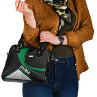 Syria Revolution Emblem Shoulder Handbag with Traditional Pattern and Curved Green Black Design
